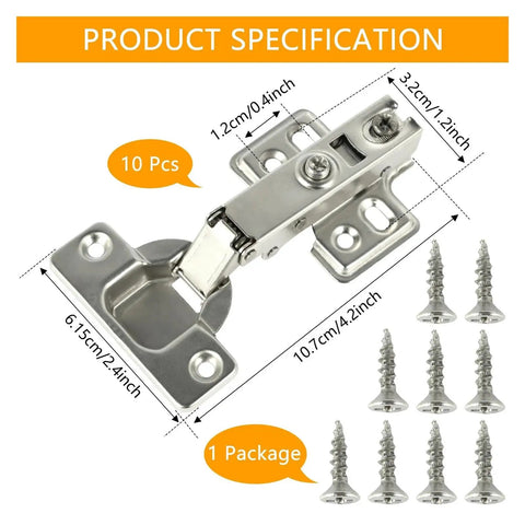 Door Stay Hinges 10 Pack Full Overlay No Slam Soft Close Cabinet Hinges With Silent Hydraulic Design product dimensions