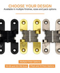 Tough As Nails Concealed Self Closing Door Hinge Satin Gold Hydraulic Adjustable Speed 180 Degree in three finishes.