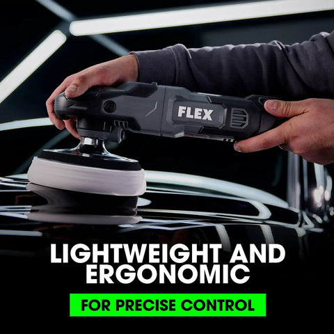 120V Corded Brushless Rotary Polisher For Car Detailing With Beefy 1800 RPM Power Constant Speed Tech Reduced Vibration And Easy Grip FC3311Z For A Pro Level Finish in use on car surface.