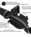 4 Inch Cold Air Intake With Black Tube And Heat Shield For 1999 To 2006 GMC Chevy Silverado V8 4.8L 5.3L 6.0L 1500 2500 3500 Beef Up Power And Throttle Response, featuring steel heat shield and synthetic filter