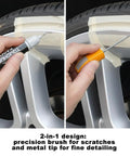 Top Shelf Gloss Silver Wheel Scratch Repair Kit For Smashing Gnarly Curb Rash On Beat Up Alloy Rims Includes Filler Sandpaper Tape And Brush For A Smooth Road Ready Shine On Your Ride. 2-in-1 design brush and metal tip.