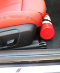 Adjustable Fire Extinguisher Bracket For Most Vehicles, Lets You Clamp Onto Seat Rails Or Bolt To Seat Mounts under red car seat