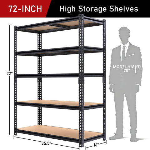 72 Inch Heavy Duty Metal Storage Shelves With 2400 Lbs Total Capacity For Garage And Warehouse Use Adjustable Shelving Units