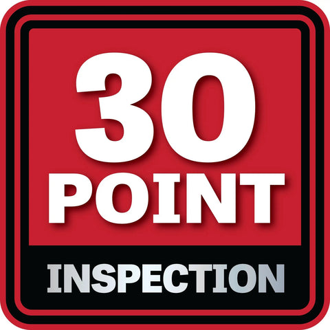 30 Point Inspection logo in red and black design, highlighting thorough evaluations for quality assurance.