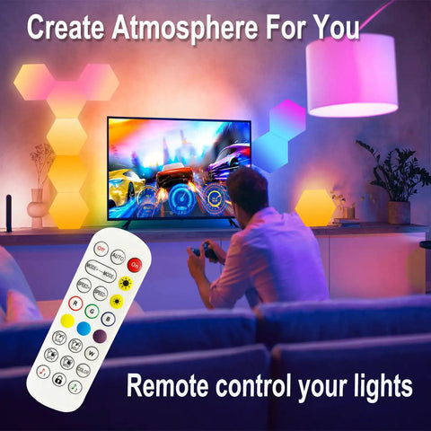 Hexagon Led Light Panels RGBIC Mood Lighting Kit Six Panels For Party Living Room TV setup with remote control