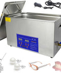 Kickass Ultrasonic Cleaner With Built In Heater And Digital Timer For Jewelry Restoration Auto Parts Degreasing Lab Descaling Heavy Duty Commercial Cleaning Tank with accessories.
