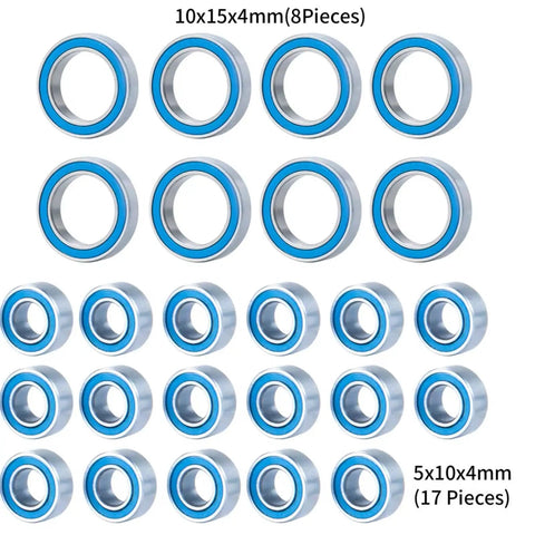 RC Bearing Kit For Gen7 And Everest 1/10 Scale Crawler Cars, 25 pcs wheel hub sealed bearings with blue seals