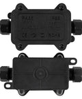 Two Pack Waterproof IP68 Outdoor Junction Box For Two Way Cable Runs Heavy Duty Fits 3 To 10mm Cables Black Housing