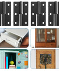Four Pack Lift Off Door Hinges 2.5 By 1.5 Inches Stainless Steel With Self Lubricating Pins shown with various applications.