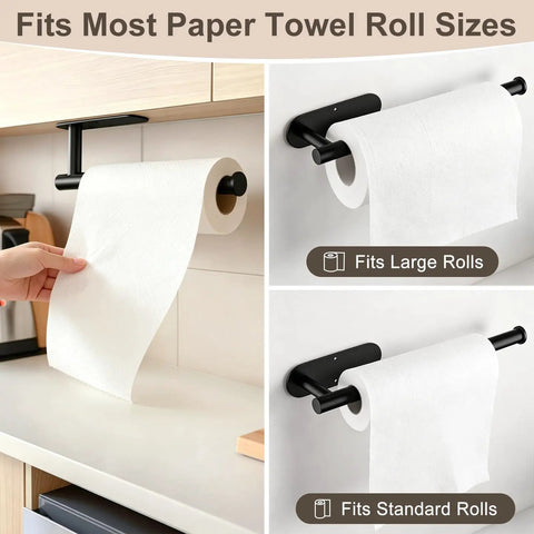 Boost Your Kitchen Game With This Hella Solid Two Pack Paper Towel Holder Using A Quick Self Adhesive Wall Mount Crafted From Premium Rust Proof Stainless Steel To Deliver A Secure Grip That Keeps Your Counters Tidy For Every Busy Weekend Cookout, featuring a paper towel holder fitted with a roll, ideal for large and standard sizes.