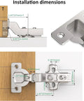 Installation dimensions for 50 Pack 25 Pairs Inset Soft Close Cabinet Hinges Clip On Plate 45 To 110 Degrees Frameless European