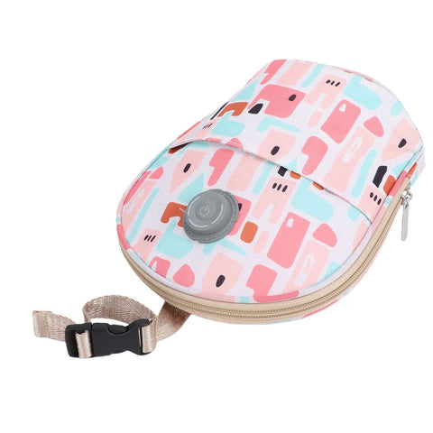 Grab And Go Breastmilk Cooler Bag Crafted From Tough Canvas With Plug In Usb Cooling And Warming Ports For Parents On The Fly Travel Friendly Insulated Nursing Pouch in pastel design.