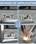 Method of application for Heavy Duty Magnetic V Pads Kit Four Piece Dual Sided Welding Magnets with 12 lbs and 18 lbs pull