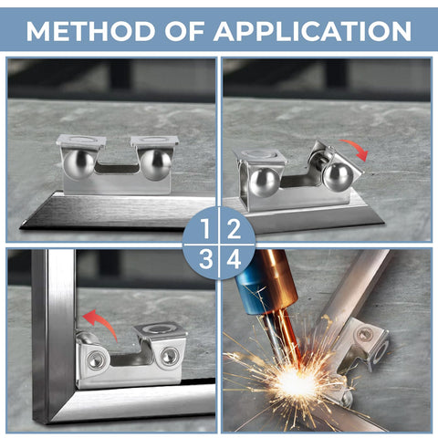 Method of application for Heavy Duty Magnetic V Pads Kit Four Piece Dual Sided Welding Magnets with 12 lbs and 18 lbs pull