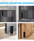 2 Pack Heavy Duty Sliding Gate Rollers with Adjustable 6 Inch Double Hard Nylon Rollers, shown installed on gates and doors.