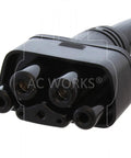 Solid Heavy Duty Ev Charging Adapter Designed For Tesla Level Two Hookups With Nema 6 30P Pigtail Plug connection view showing prongs.