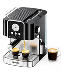 Pro Level 20 Bar Espresso Coffee Maker With Fast Warm Up Milk Frother And Precision Steam Wand brewing espresso shots in two cups.