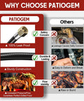 Comparison chart showcasing Patiogem propane hose features versus others, highlighting safety, durability, and grilling performance.