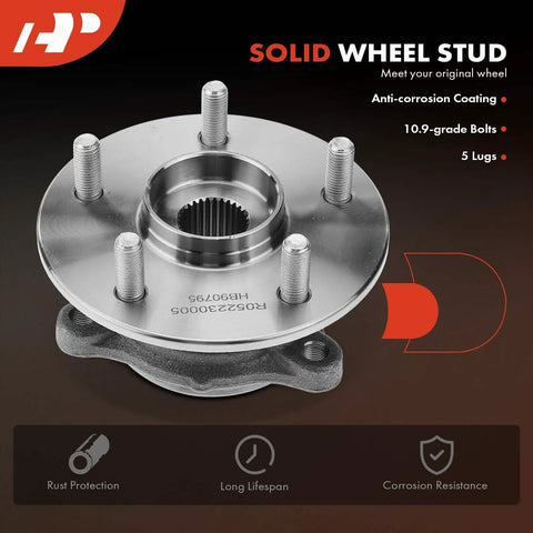 Ride Smooth Daily Driver Front Wheel Bearing And Hub Assembly With Five Lug And Thirty Spline Straight BoltOn Upgrade For Toyota Highlander Rav4 Hybrid Sienna showing detailed 5 lug wheel hub with anti-corrosion coating
