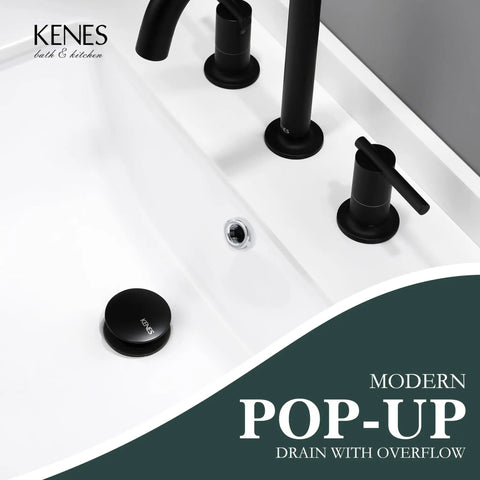 Easy Install Matte Black Pop Up Sink Drain With Overflow Anti Clog For Bathroom Vanity Lavatory Quick Drainage