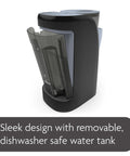 Front view of Baby Brezza Formula Pro Advanced dispenser in slate with removable water tank