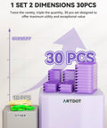 30 Piece Stackable Tray Set For Diamond Art Kits With Interlocking Trays And Tools For Adults Purple Color, Space Saving Storage, Spill Prevention, Easy Organization Of Diamond Painting Supplies, shown on a pedestal