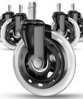 Front view of Heavy Duty Office Chair Caster Wheels Set Of 5 For Easy Installation 3 Inch Replacement Rubber Wheels With Ball Bearings