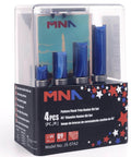 Pattern Flush Trim Router Bit Set With Top Bearing, 4 Pc Kit For Edging Veneer Or Laminate And Duplicating, 1/4 Inch Shank
