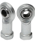 Complete Set Of 4 Rock Solid M8 X 1.25mm Rod End Bearings Featuring Left And Right Hand Thread Steel Heim Joints, close-up view of two bearings.