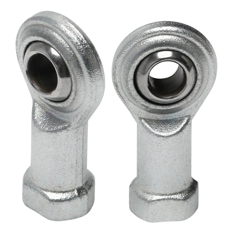 Complete Set Of 4 Rock Solid M8 X 1.25mm Rod End Bearings Featuring Left And Right Hand Thread Steel Heim Joints, close-up view of two bearings.