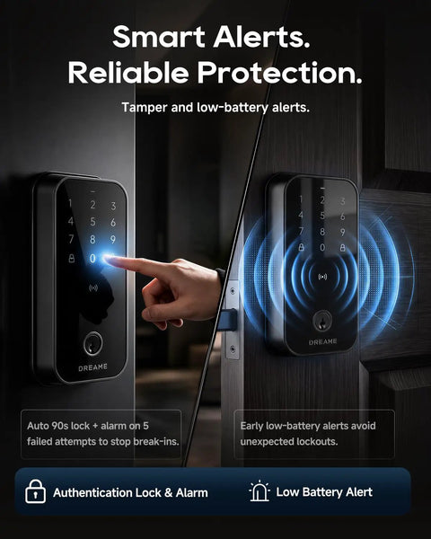 Premium Smart WiFi Door Lock Featuring Slick Fingerprint Keypad And Apple Home Key Compatibility For Smooth iPhone Unlocks, showing touchscreen use.
