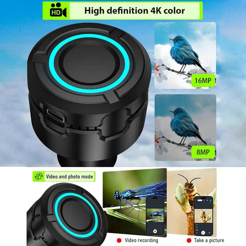 WiFi Telescope Camera Eyepiece With 5MP 4K Video Recording Wireless App Control Plug And Play Easy Install For 1.25 Inch