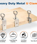 Two Pack 304 Stainless Steel Tiger Clamps, 40mm Square U Clip With Eye Hook Screw, Heavy Duty C Clamp For Woodworking, Welding, Mounting, Adjustable Mini Clamp Set For Secure Holds on wood board