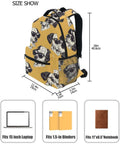Cool Dog With Shades Backpack For School Book Bag And Travel Lightweight Waterproof Daypack With Separate Laptop Compartment Ideal For Boys And Girls Hiking Camping Work And Weekend Adventures; yellow dog pattern backpack with laptop section visible.