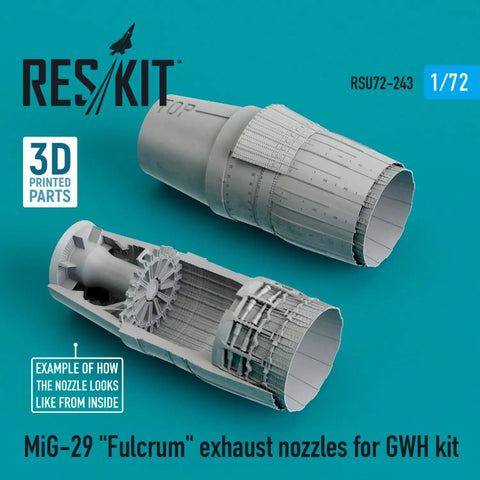 1/72 MiG-29 Fulcrum Exhaust Nozzles Beefed Up Upgrade Set For GWH Kit 3D Printed Resin Detail Realistic Nozzle Texture
