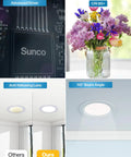 Pack Of Twelve 4 Inch Slim Canless Led Recessed Lights With Selectable 5Cct Dials showcasing advanced driver, anti-yellowing lens, and bright illumination.
