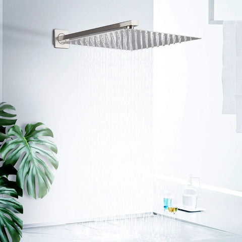 16 Inch Square Rain Shower Head Polished Chrome Stainless Steel Ultra Thin Waterfall For Full Body Coverage