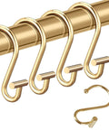 Decorative Brushed Gold Shower Curtain Hooks 12 Pack Rust Resistant Metal Hangers For Bathroom Easy Glide Rings With Classic T Shape Design