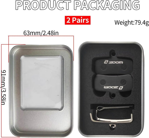 Two Pairs Four Piston Oil Semi Metal Bicycle Brake Pads For Zoom HB876 And Shimano D02S in packaging box