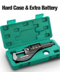 Beastly Precision Digital Micrometer Measuring Tool With Inch And Metric Readouts, Pro Level Thickness Gauge For DIY And Home Projects, 0.00005 Inch And 0.001 mm Accuracy, 0 To 25 mm And 0 To 1 Inch Range, Protective Case Plus Extra Battery, in green hard case