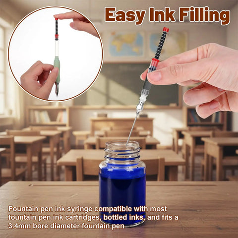 6 Pack Fountain Pen Ink Syringe Fillers with Storage Tube Spring Converter Refill Tool for ink bottles in classroom