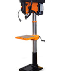 Smooth Cranking Floor Standing Drill Press 13 Amp with a cast iron base and adjustable pivoting table for metal and wood working.