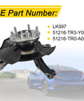 Front Left Steering Knuckle Wheel Hub Bearing Assembly for Honda Civic 1.8L 2012-2016 OE LK097 51216 TR3 Y00 TR0 A00