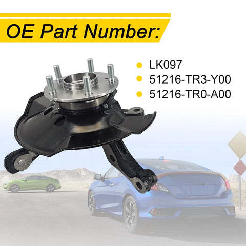 Front Left Steering Knuckle Wheel Hub Bearing Assembly for Honda Civic 1.8L 2012-2016 OE LK097 51216 TR3 Y00 TR0 A00