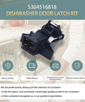 Beefed Up Dishwasher Door Latch Kit Replacement for Electrolux Kenmore Frigidaire with metal lock rods, model 5304516818