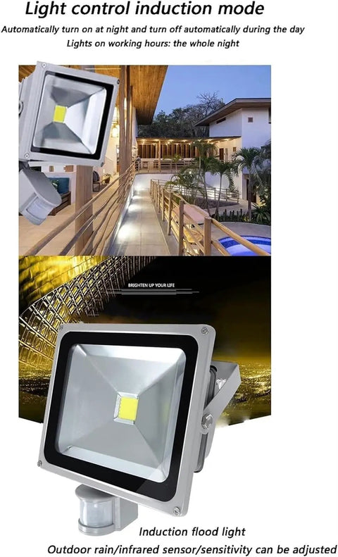 Spot Lighting Led Flood Lights Outdoor Motion Sensor Lm/W Security Lig, Warm White,100W close-up view with sensor feature.