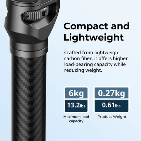Game Changing Carbon Fiber Gimbal Extension Pole For Dji Rs Stabilizers showing weight capacity and lightweight design.
