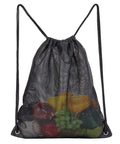 Heavy Duty Mesh Drawstring Gear Bag For Beach, Pool, And Gym Sports Equipment, black mesh with colorful contents visible
