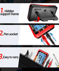 Auto Ranging Digital Multimeter With Large LCD Display And 4000 Count Voltage Tester TRMS Volt Meter with support frame, pen socket, and carrying ease