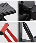 Close-up views of Dirt Bike Stand Lift Table with Adjustable Height For Easy Maintenance Heavy Duty Motorcycle Hoist Jack 330 LB Capacity Rugged Garage Bike Accessory Gear